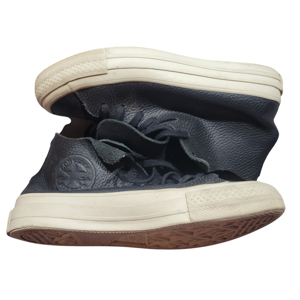Converse All Star Prime High Top Black Tumbled Leather Sneakers Womens 5